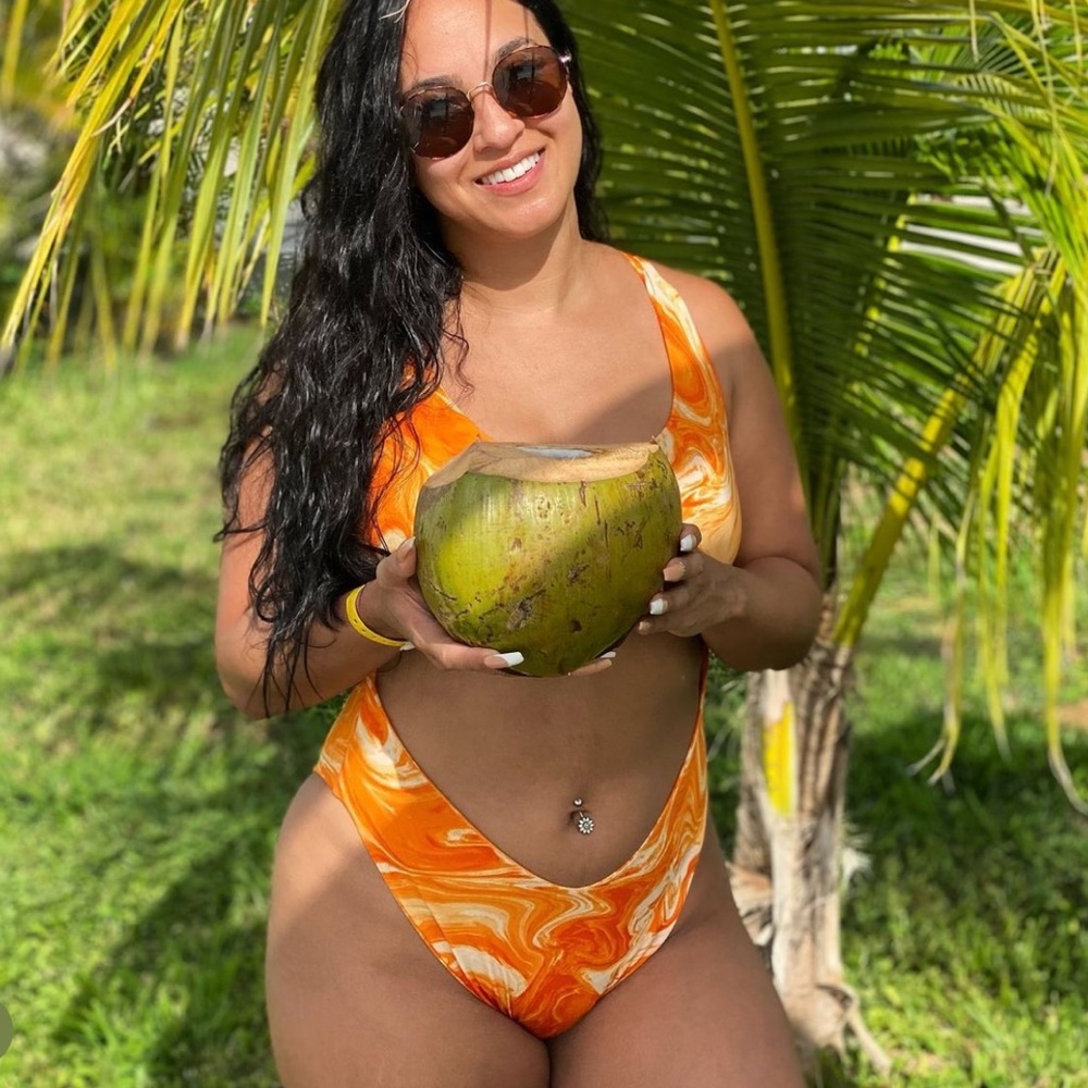Naked Wardrobe Orange Marble One Piece with Sarong
